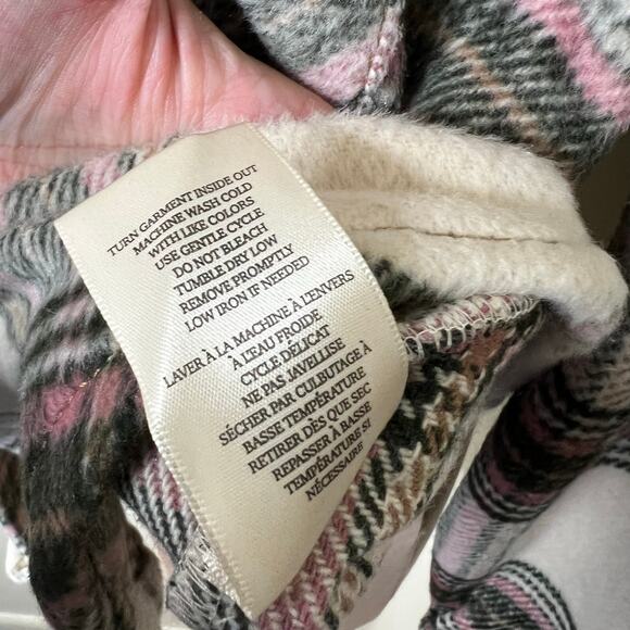 Blank NYC Shacket XS Womens Shirt Jacket Pockets Button Up Plaid Cream Academia - Picture 8 of 9